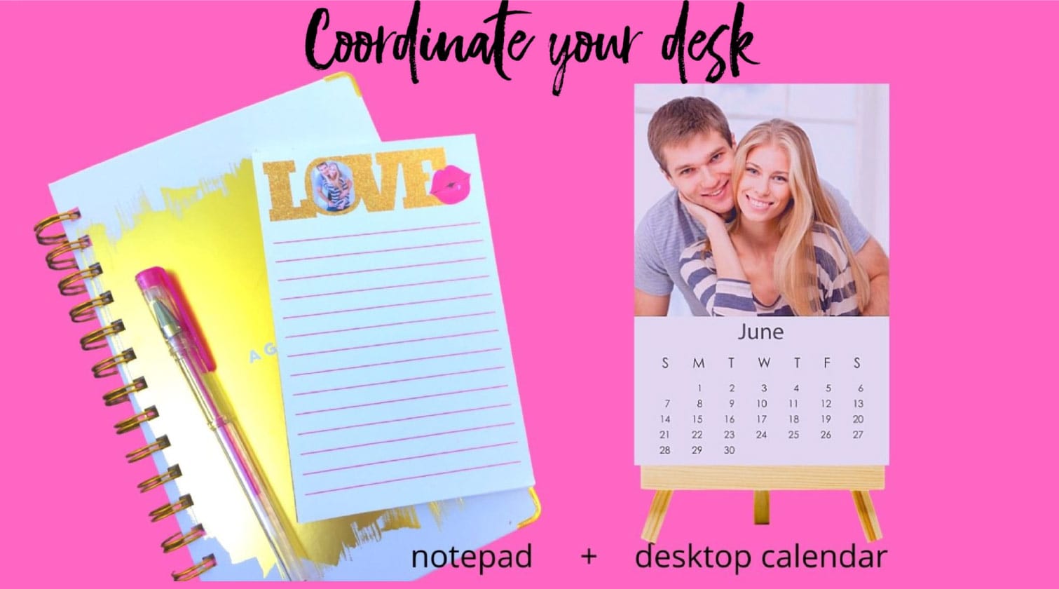desk calendars and notepad set to match room decor